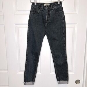 Free People We The Free Black Wash High Rise Button Size 26